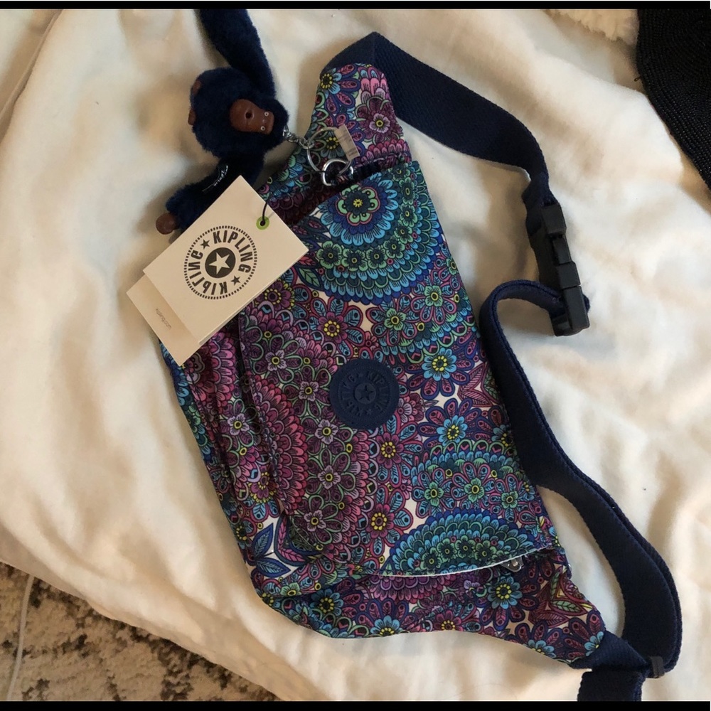 NWT Kipling fanny pack RARE PRINT happy purple